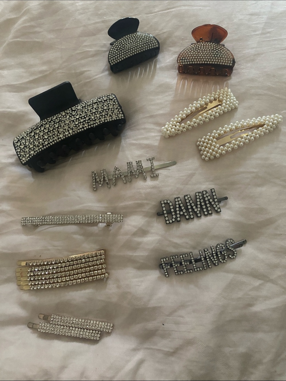 Crystal and Pearl Hair Clip Set - Black, Brown & Pearl new! 🪮